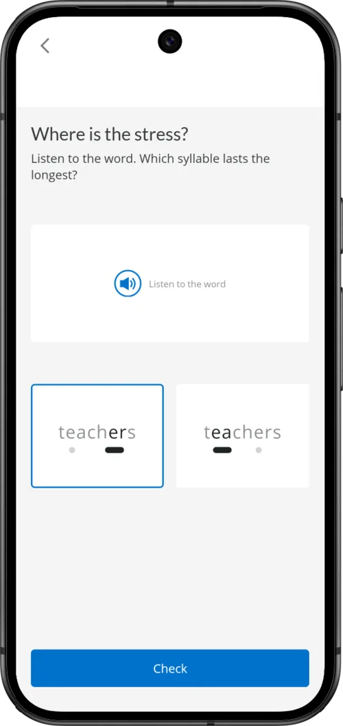 Blue Canoe stressed-syllable listening exercise