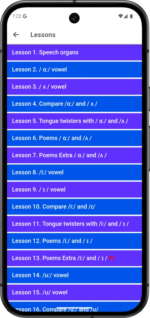 Bridge Received Pronunciation sound and contrast lesson list