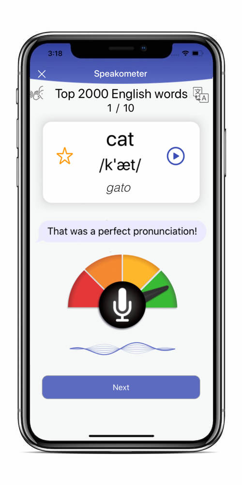 Speakometer English Pronunciation & Accent Training App for iPhone and Android